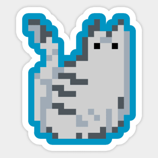 Cat Pixel Art - grey teal Sticker